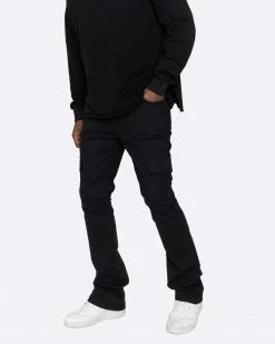 EPTM. EPTM TWILL CARGO FLARE PANTS-BLACK CARGOS