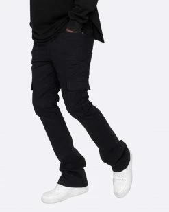 EPTM. EPTM TWILL CARGO FLARE PANTS-BLACK CARGOS