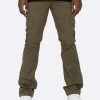 EPTM. CARGOS EPTM TWILL CARGO FLARE PANTS-OLIVE