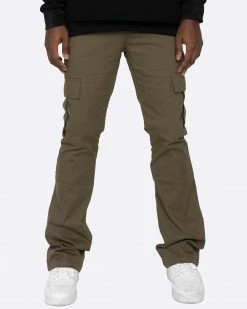 EPTM. CARGOS EPTM TWILL CARGO FLARE PANTS-OLIVE