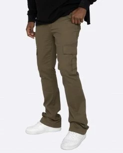 EPTM. CARGOS EPTM TWILL CARGO FLARE PANTS-OLIVE