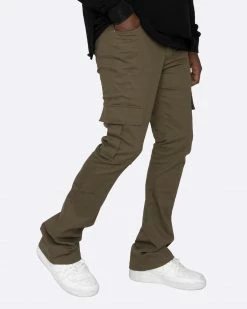 EPTM. CARGOS EPTM TWILL CARGO FLARE PANTS-OLIVE