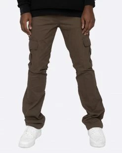 EPTM. EPTM TWILL CARGO FLARE PANTS-BROWN CARGOS