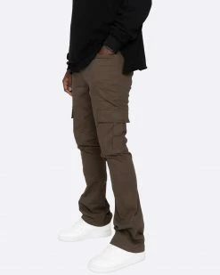 EPTM. EPTM TWILL CARGO FLARE PANTS-BROWN CARGOS