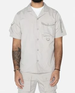 EPTM. EPTM SNAP BUTTON SHIRT-GREY SHIRTS