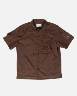 EPTM. EPTM SNAP BUTTON SHIRT-BROWN