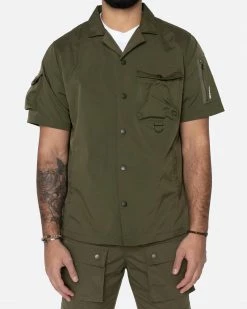 EPTM. EPTM SNAP BUTTON SHIRT-OLIVE SHIRTS