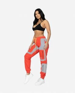 EPTM. BOTTOMS EPTM WOMEN NYLON RS PANTS-RED/GREY