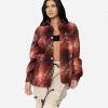 EPTM. TOPS EPTM WOMEN HEAVY FLANNEL SHIRT-ORANGE