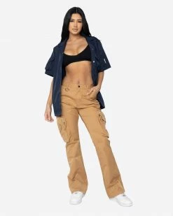 EPTM. EPTM WOMEN SNAP BUTTON SHIRT-NAVY