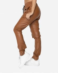 EPTM. EPTM WOMEN GOPACHI SNAP CARGO PANTS-BROWN BOTTOMS