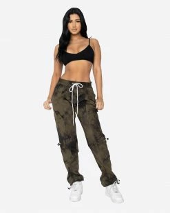 EPTM. EPTM WOMEN TIE DYE HYPER TRACK PANTS-OLIVE