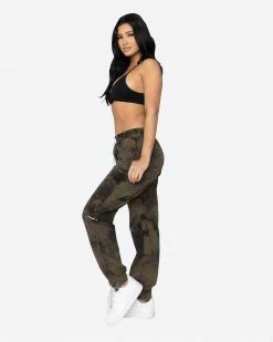 EPTM. EPTM WOMEN TIE DYE HYPER TRACK PANTS-OLIVE
