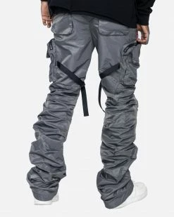 EPTM. DAVE EAST STRAP STACKED FLARE PANTS - CHARCOAL CARGOS
