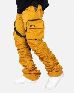 EPTM. CARGOS DAVE EAST STRAP STACKED FLARE PANTS - MUSTARD