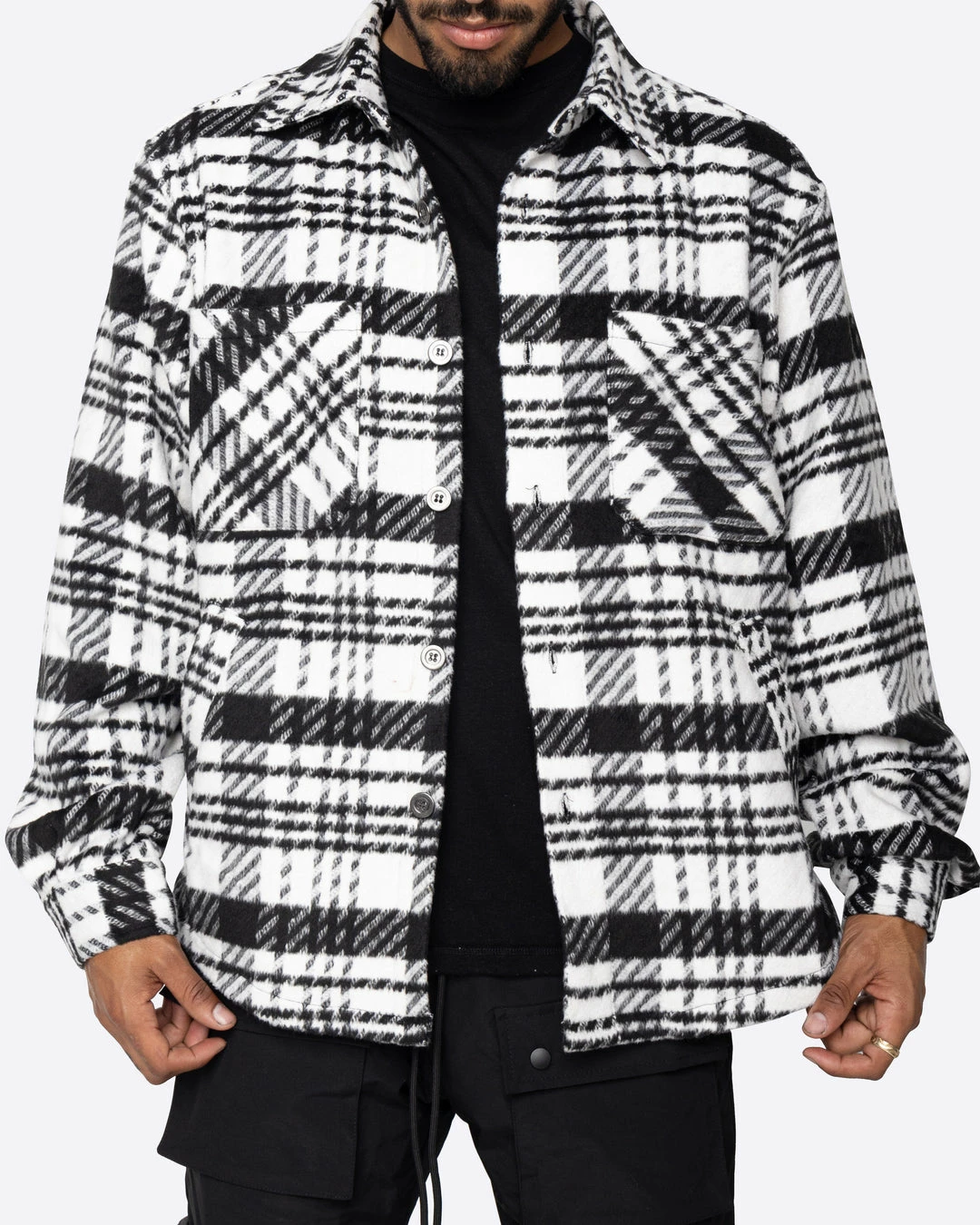 EPTM. EPTM SLIT FLANNEL SHIRT-MODERN BLACK 3 EPTM. EPTM SLIT FLANNEL SHIRT-MODERN BLACK