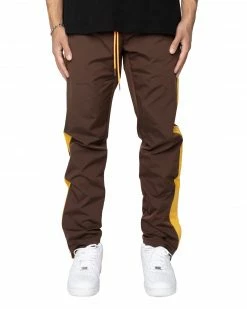 EPTM. EPTM NYLON BASIC TRACK PANTS-BROWN/MUSTARD