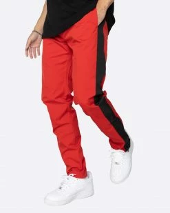 EPTM. EPTM NYLON BASIC TRACK PANTS-RED/BLACK